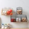 1/2/3 Grid Wall Mounted Kitchen Shelf Organizer Metal Rack Pantry Storage Garlic Ginger Basket Carbon Steel Hanging Wire Basket