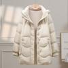Средняя и длинная куртка-пуховик женская 2024 новая корейская версия белая утиная пуховая толстая свободная куртка маленькая хлебная