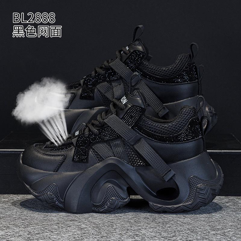 Летние новые кожаные дышащие кроссовки на толстой подошве, в стиле "dad shoes", с сетчатыми вставками, повседневные