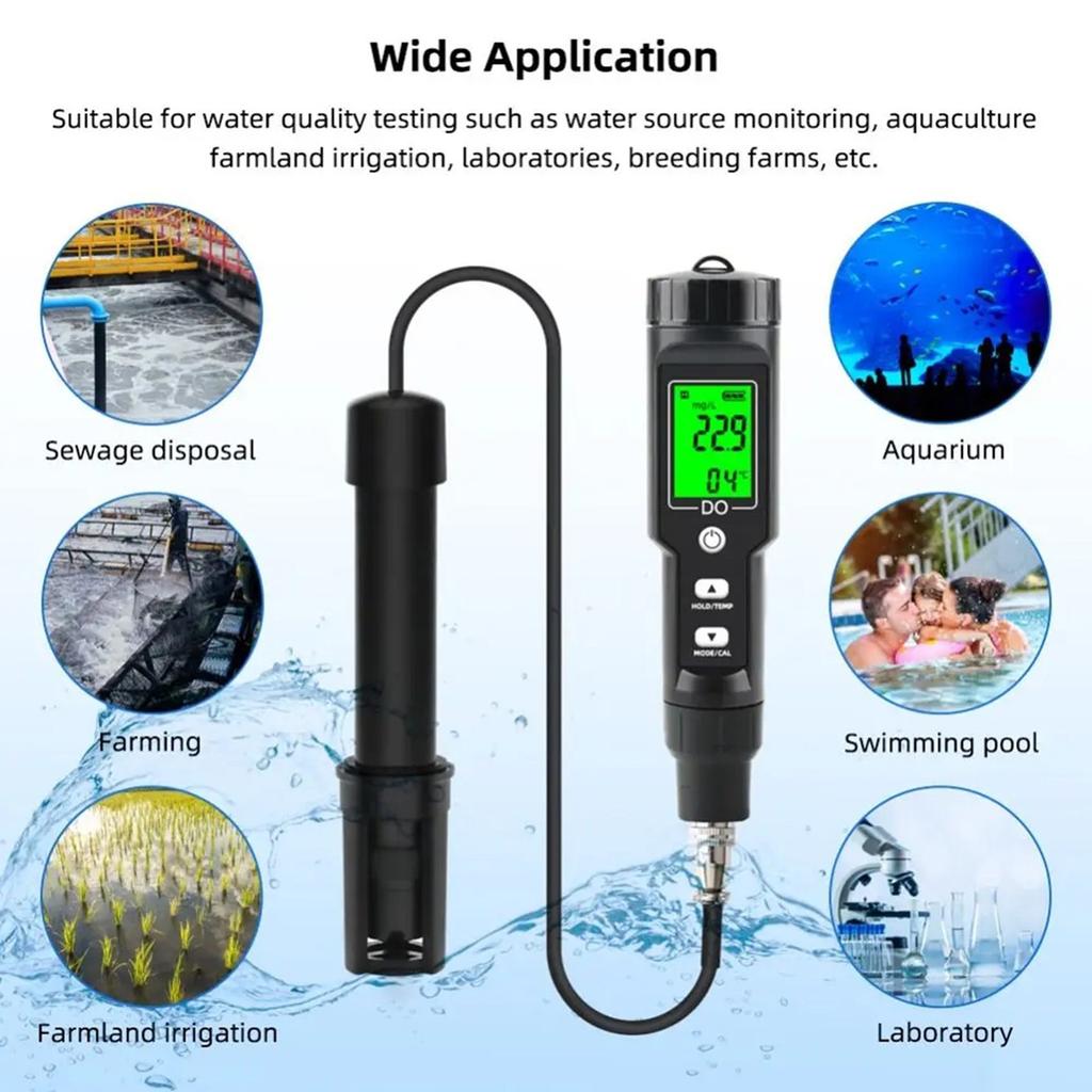 2026+ 0-40mg/L Dissolved Oxygen Meter Digital Professional Oxygen Concentration Tester Plastic Sensitive Probe Water Quality