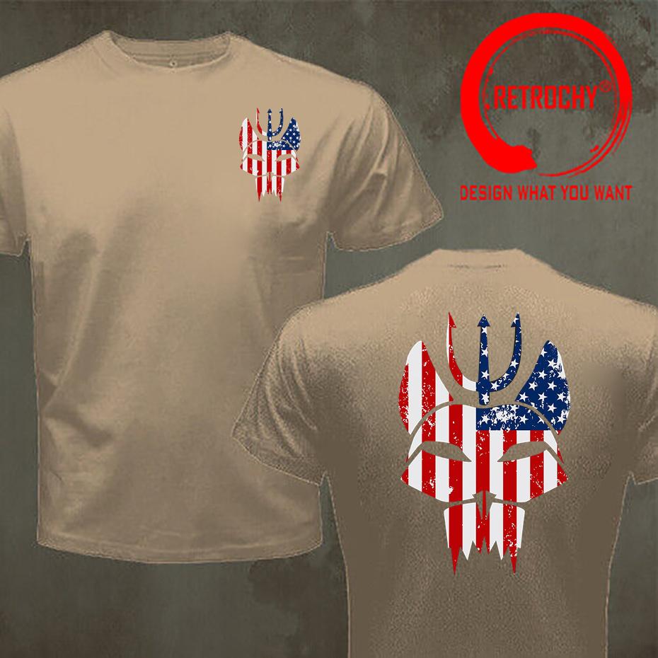 Vintage Naval Seal Team Six Bravo American Flag Special Force Logo T Shirt Unisex Short Sleeve Cotton Casual TShirt Big Size S5xl