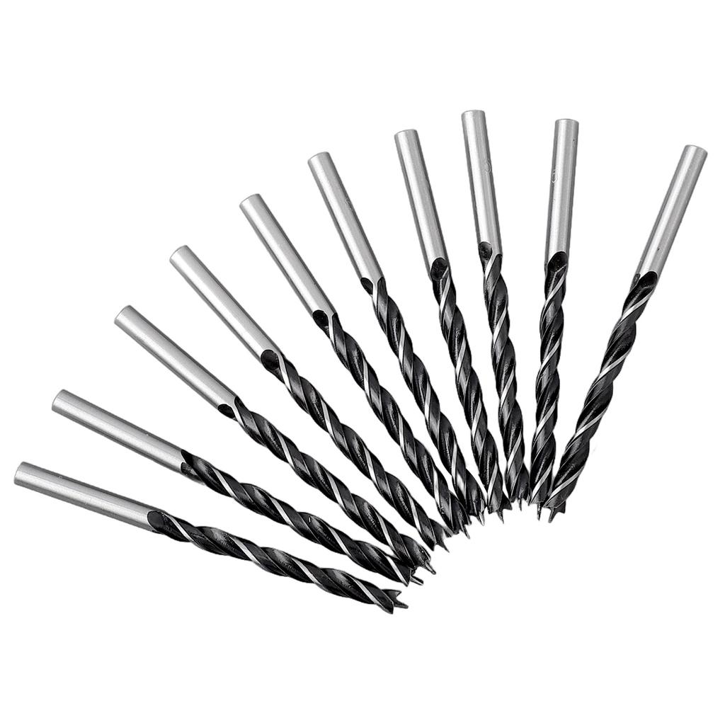 10pcs High Carbon Steel Woodworking Spiral Drill Bit 5mm Wood Drills Full Grinding Blade W/ Center Point Power Tools Parts