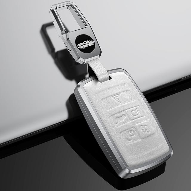 Aluminum Alloy Leather Car Key Case Cover for Land Rover Defender Discovery Sport Range Rover Sport Velar Evoque Jaguar XE XF