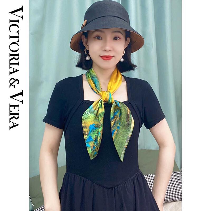 VICTORIA&VERA Retro Mulberry Silk Printed Scarf