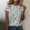 Fashion 3d Printed Floral T-shirt Women's Summer Round Neck Short-sleeved T-shirt Girls Casual Harajuku Daily Short-sleeved Top