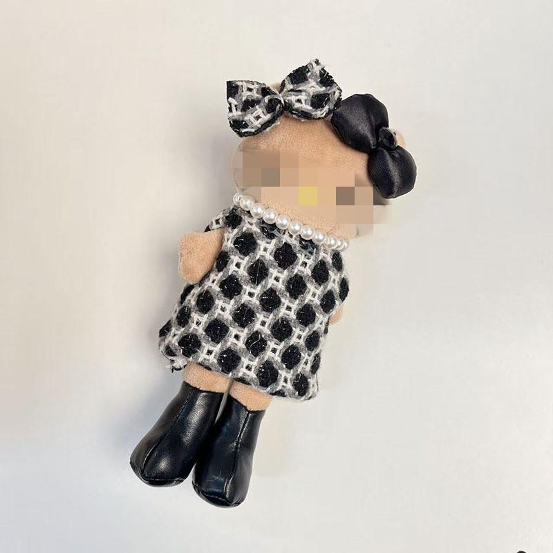 [Cloth Only] 15cm Long-legged KITTY Plush Toy Clothing Noble Light Luxury Skirt Set Mink Coat Exquisite Accessories Cotton