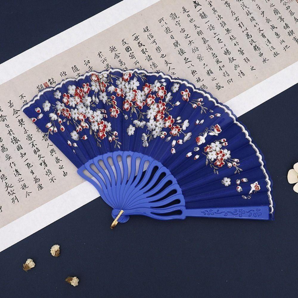 Веер из ткани «Цветок сливы», ручной веер в китайском стиле, элегантный танцевальный веер