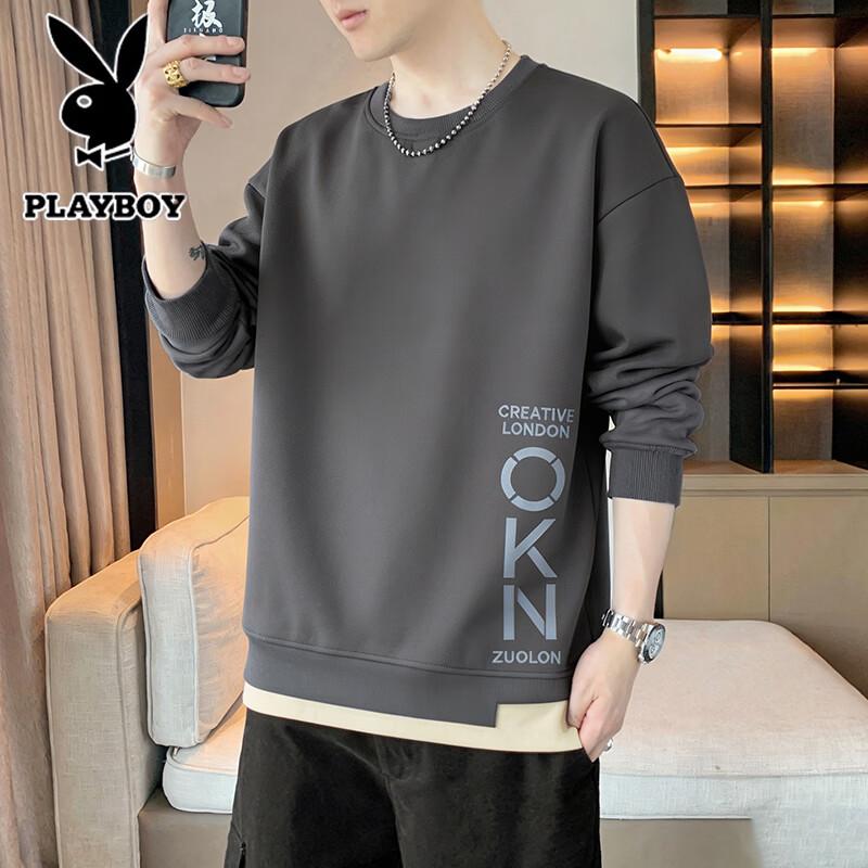 PLAYBOY Men's Autumn Round Neck Oversize Long-Sleeve Pullover