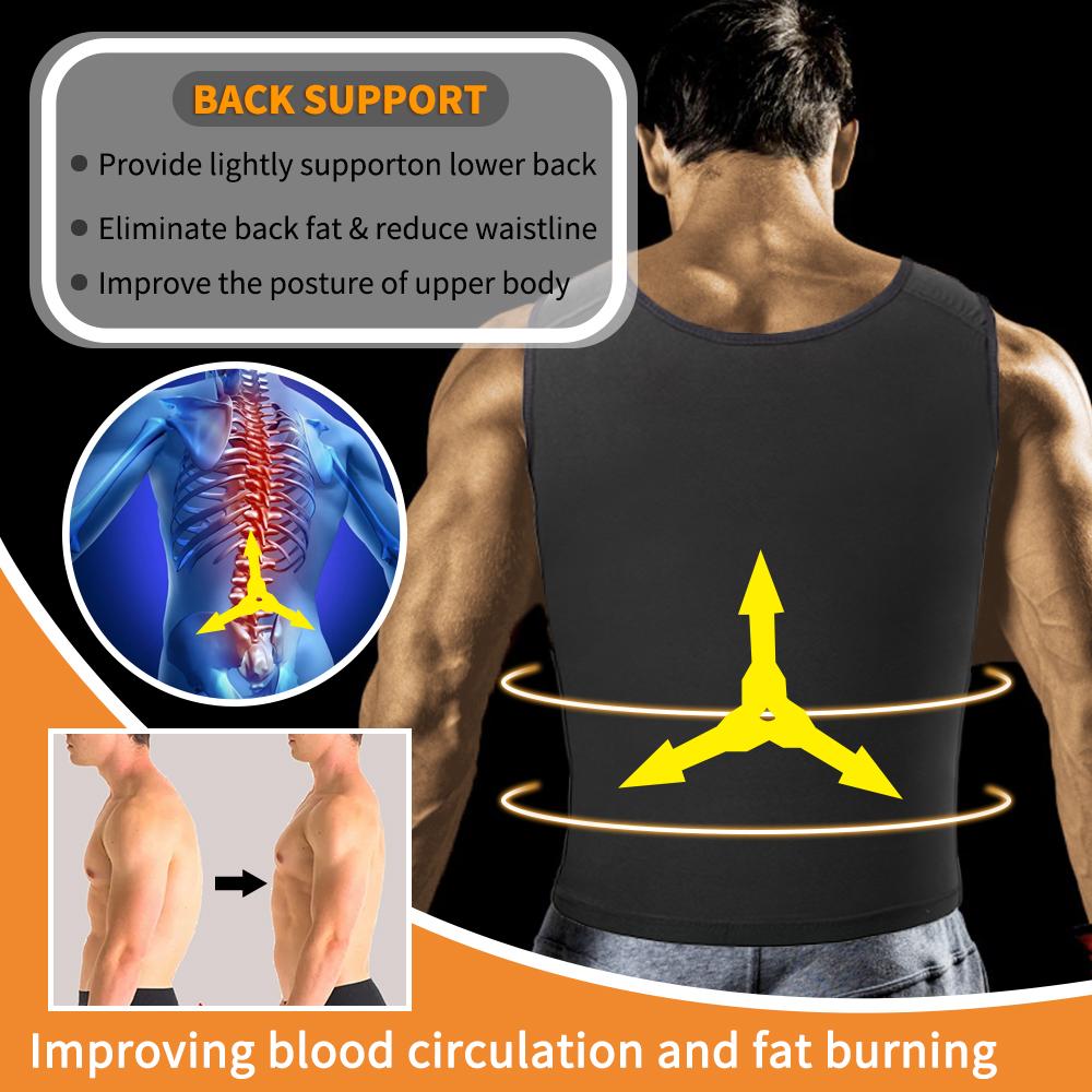 Mens Waist Trainer Sweat Vest for Weight Loss Body Shaper Workout Tank Tops Shapewear Fat Burning Sauna Suit Slimming Polymer Sauna Vest Undershirt