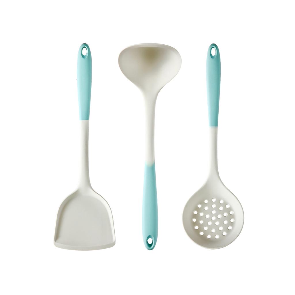 1/2/3/4 шт., белая, синяя ручка, силиконовая кухонная утварь, силиконовая лопатка, ложка, суповая ложка, рисовая ложка, многофункциональная кухонная ложка, лопаточка