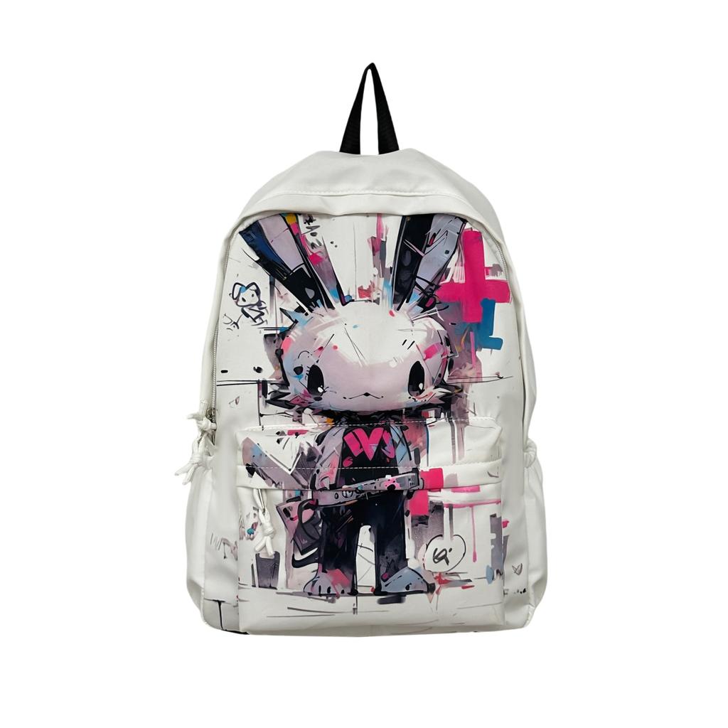 Graffiti Print Schoolbag Women's Lightweight Cute Backpack Junior High School Student Backpack