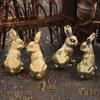 1Pair Lucky Rabbit Statue Ornaments Antique Copper Zodiac Vintage Solid Brass Animal Miniature Figurine Tea Pet Desk Decor