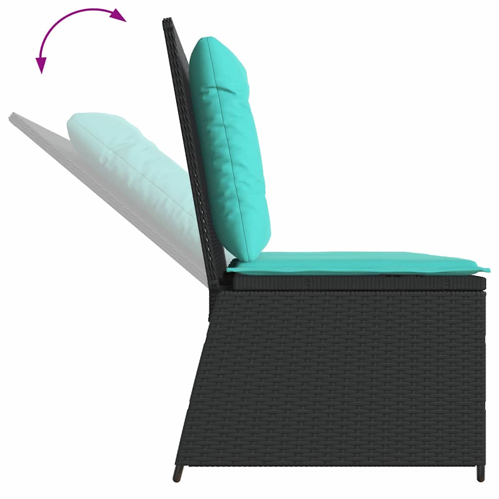 Garden Bench Black Poly Rattan