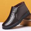 Зимняя непромокаемая мужская повседневная кожаная обувь, фланелевая мужская повседневная обувь без шнуровки с высоким берцем, резиновая теплая зимняя обувь для мужчин