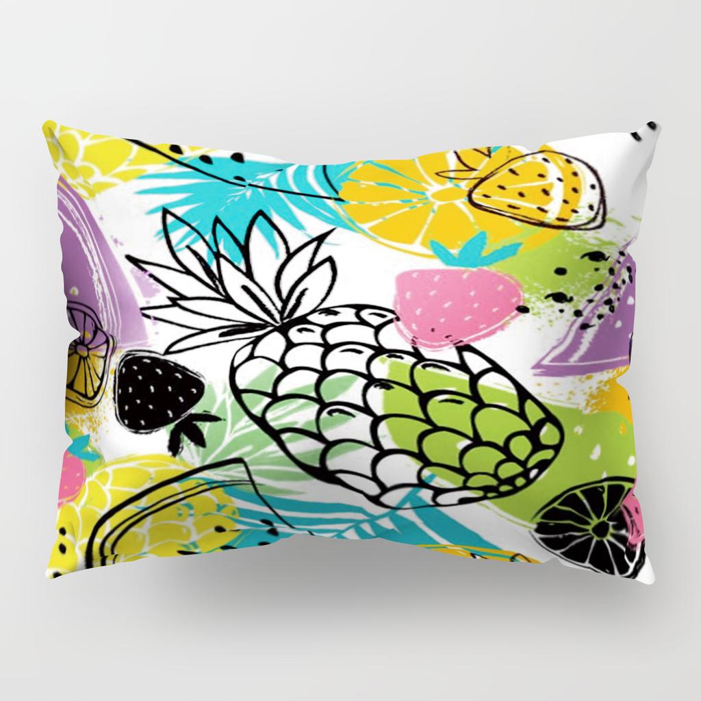 Ins Fruit Single Sided Polyester Pillow Case Watermelon Banana Pineapple Strawberry Pattern Waist Cushion Cover Bedside Pillow Case