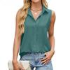Women's Spring and Summer New Solid Colour Lapel Button Vest Chiffon Top