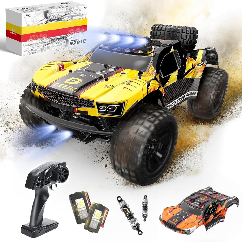 DEERC Scale 4WD RC Trophy Truck Racer for Replacement Metal Body Long Operation LED Birthday Day Certified In Japan 1/10 Car, High-Speed Off-Road