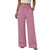 Women Wide Leg Pants Striped Pants, Summer Elastic Waist Casual Soft Lounge Trousers, Breathable Loose Fit Palazzo with Pockets