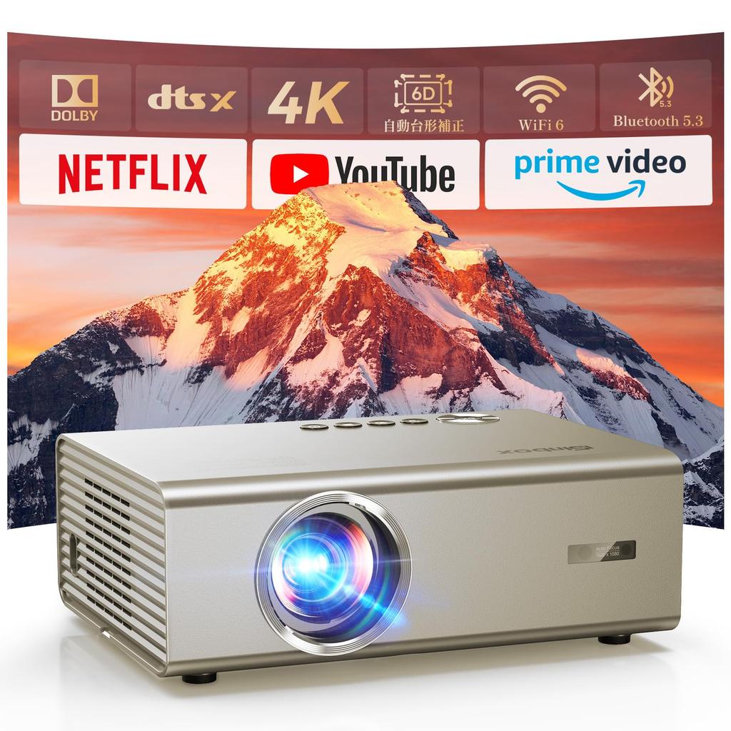 Проектор iSinbox 4K с официальной лицензией Netflix и звуком Dolby 1000Ansi AI автофокусировка 6D автоматическое приложение для коррекции трапецеидальных искажений Небольшой проектор для дома