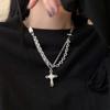 Унисекс Двухслойное Перекрестное Ожерелье: Модная цепочка на ключицу из титановой стали, аксессуар в стиле хип-хоп