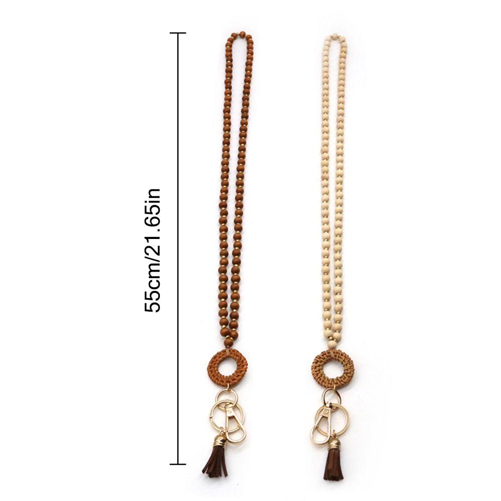 Шарм Подарок Бейдж Ожерелье Длинные Брелоки Аксессуар Бисероплетение Шнурок Ротанговые Деревянные Бусины Шнурок