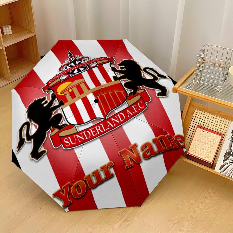 Автоматический 3-складной зонт Sunderland FC, 8 ребер, ветрозащитный, складной, защита от солнца и дождя, для путешествий на открытом воздухе, на каждый день