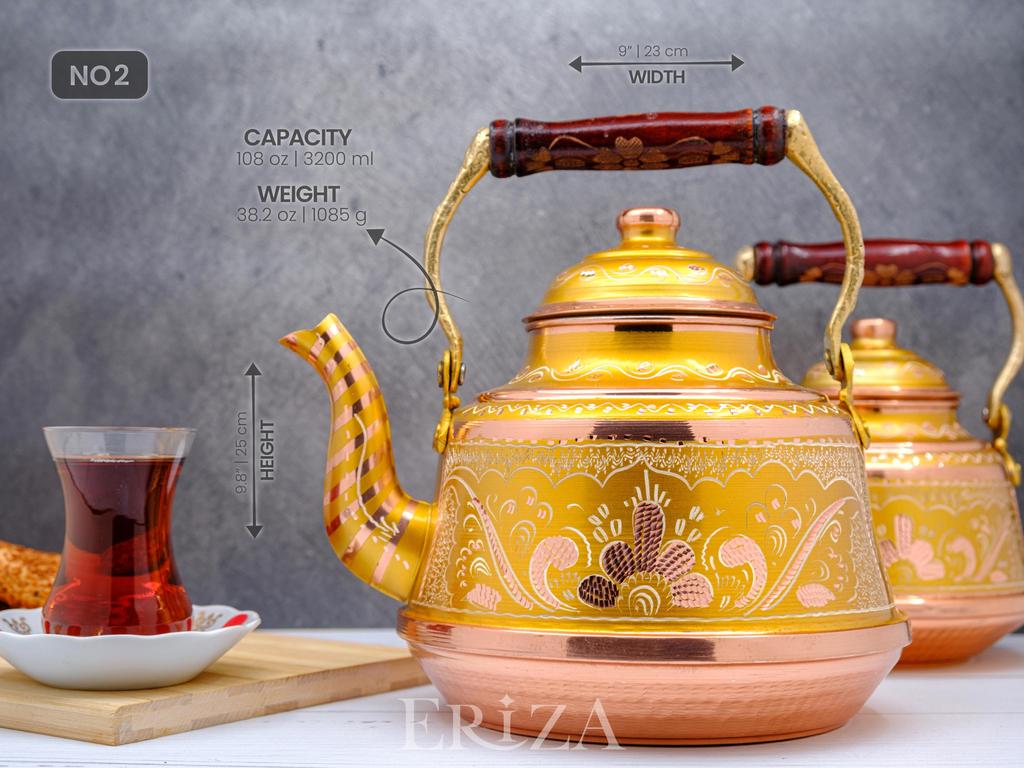 Старинный заварной чайник из цельной кованой меди 1,6 литра 108 унций