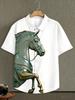 Fashion Short Sleeve 3d Animal Horse Print Men's Shirts Summer Casual Tops Beach Party Vacation Shirts Outdoor Men's and Women's Shirt