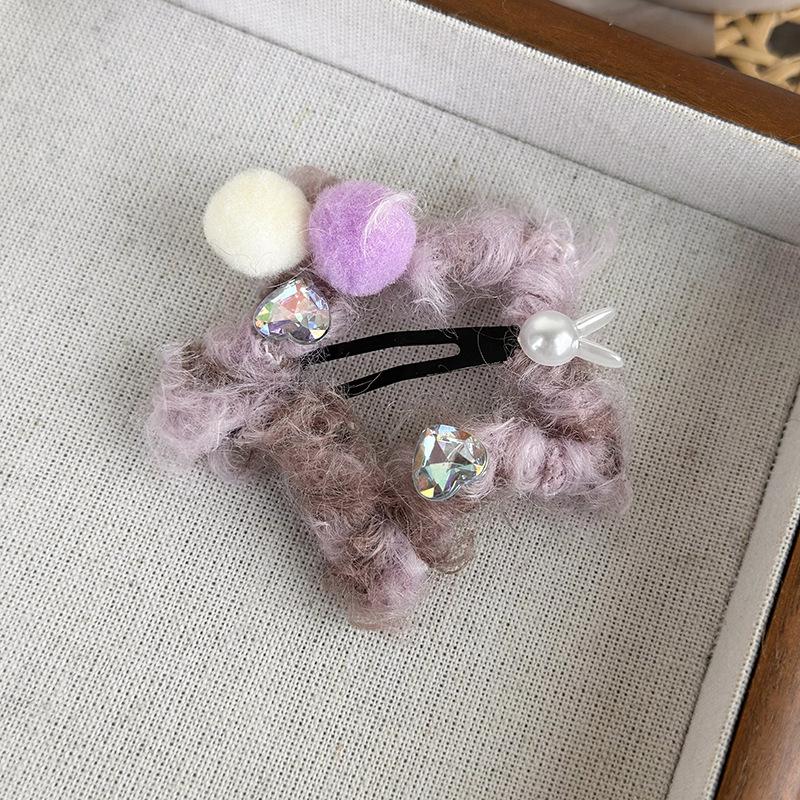 Осенне-зимняя запеленованная шерстяная заколка для волос со звездой Пентагона, галстук Мори, маленький кролик, шарик, шарик, сломанная шпилька для девочек, аксессуары для волос