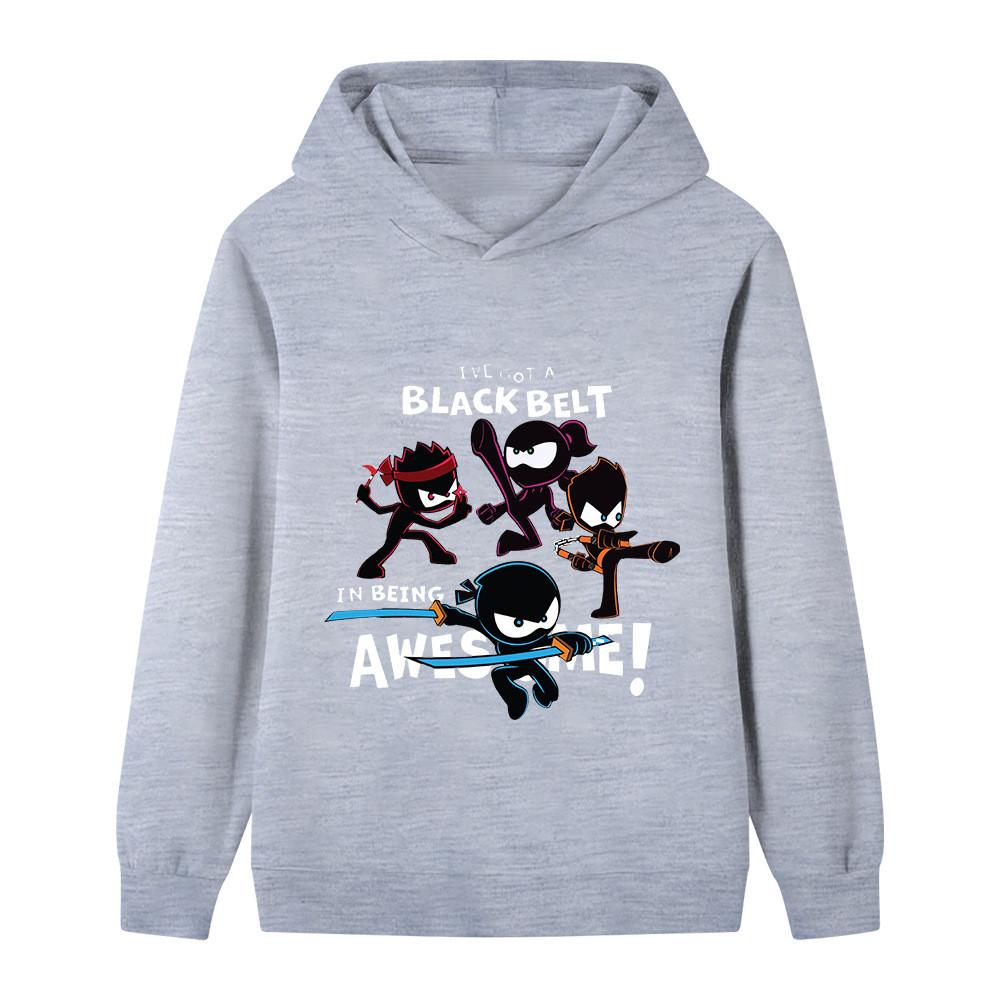 Kids Pullover Hoodie Cartoon Ninja Character Print, Soft LongSleeve Hooded Sweatshirt for Boys Girls, Casual Graphic Top for Autumn Daily Outdoor Wear