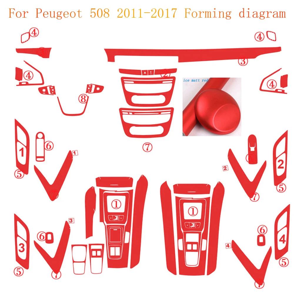 For Peugeot 508 2011-2017 Interior Central Control Panel Door Handle Carbon Fiber Stickers Decals Car styling Accessorie