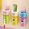 Cartoon Toothbrush Cup Holder Wall Mounted Storage Rack Space Saving Magnetic Upside Down Mouthwash Cups No-Drill Bathroom Organizer