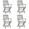 Day and Night - Day and Night Folding Garden Chairs 4 Pcs Cushions Solid Acacia Wood