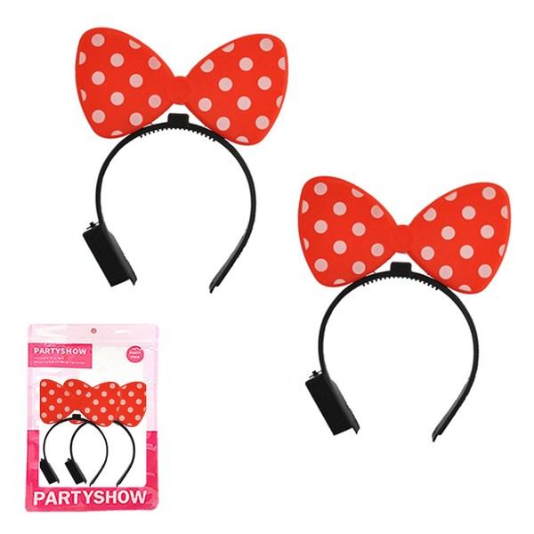 Party Show LED Ribbon Headband 2p, Red, 1 Piece