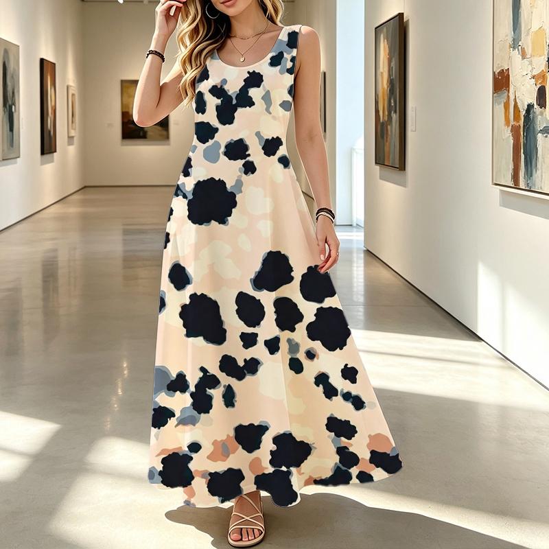 Women's Minimalist Sleeveless Beach Maxi Dress Lightweight Loose Flowy,Versatile for Daily Casual & Beach Vacation
