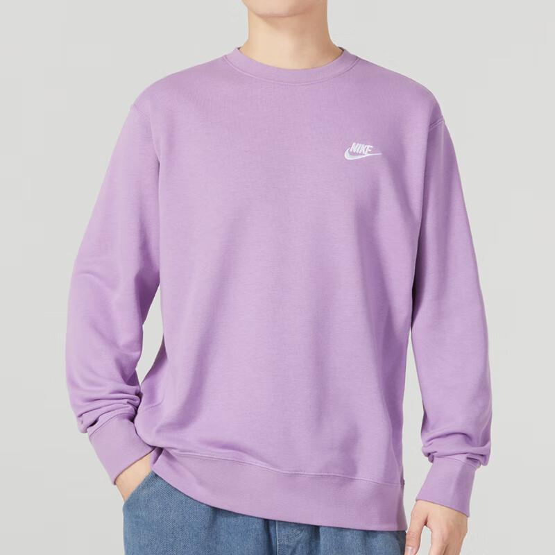 Nike Спортивный вязаный свитер с круглым вырезом и однотонным логотипом, мужская верхняя одежда, фиолетовый BV2667-591