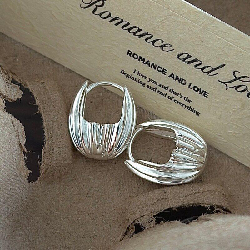 VENTFILLE 925 Sterling Silve Hoop New Chinese Style Earring for Women Versatile Seed Texture Sensation Jewelry Gift Dropship