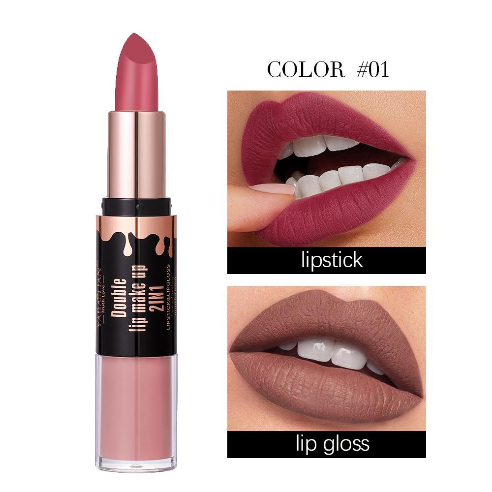 Двухкомпонентная матовая помада для губ с антипригарным покрытием Cup Velvet Mist Lip Glaze 2-в-1 водостойкий стойкий увлажняющий блеск для губ