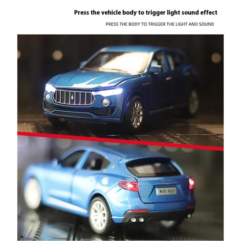 Масштаб 1/32 Модель внедорожника Maserati Levante из сплава, литой металлический игрушечный автомобиль со звуком и светом, инерционная игрушка, коллекция, миниатюрные игрушечные автомобили, подарок