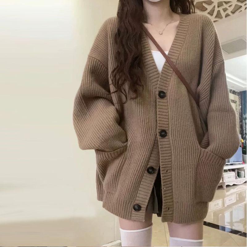 Cardigan Sweater Female 2023 V-neck Single Breasted Sweater Cardigan Women Coat Spring and Autumn Korean Loose Knitted Sweater