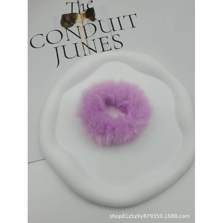 Plush Hair Scrunchies for Women & Kids, Soft Furry Hair Ties, High Ponytail Holder, Autumn Winter Fashion