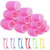 30 шт. большие бигуди, розовые бигуди для коротких волос, бигуди для длинных волос 44 мм, 36 мм, 25 мм, бигуди, с 12 зажимами для утиного клюва, подходят для женщин и детей