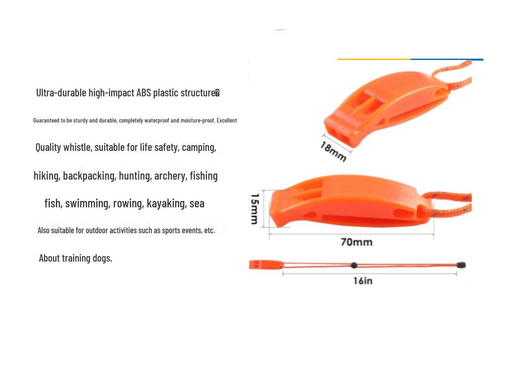 Двухчастотный водонепроницаемый свисток для выживания со шнурком - Высокочастотный свисток для безопасности на открытом воздухе с защитой окружающей среды ABS.