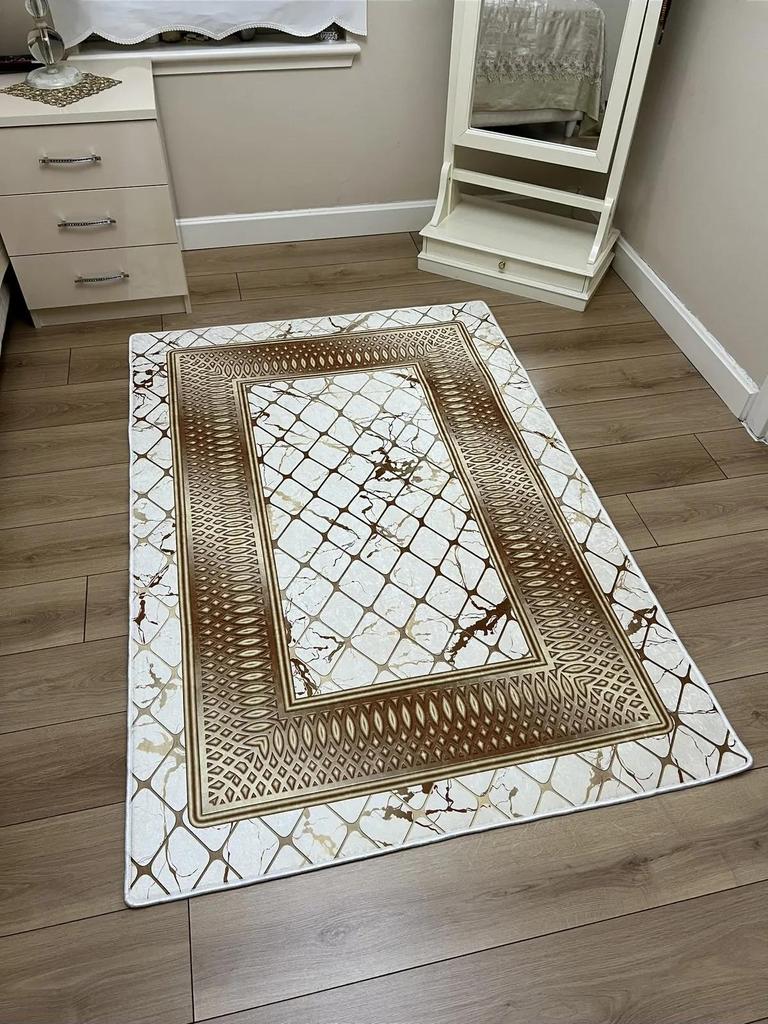 EPeddler Home Modern Gold Silver Pattern Цифровая печать Моющаяся нескользящая точечная основа Новое поколение гостиной, кухни, входного ковра и бегунка