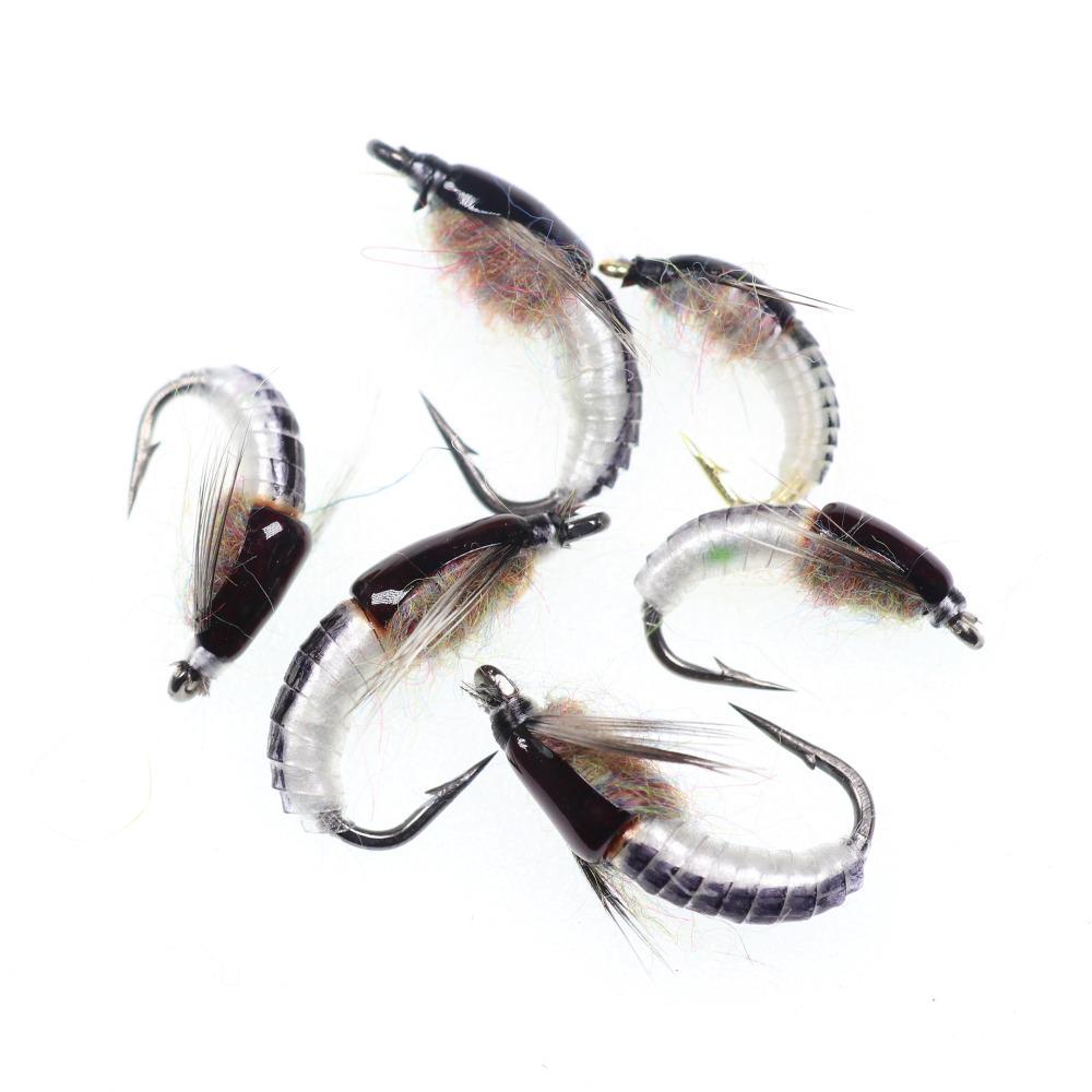 Wifreo 12PCS Fly Fishing Nymph Scud Worm Fly Realistic Aritificial Insect Bait Lures with Hook Size 8 10 12