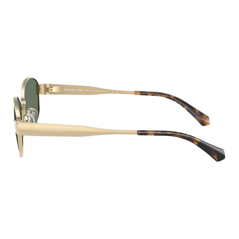 MICHAEL KORS Sculpted Temples Metal Oval Sunglasses Women's Gold