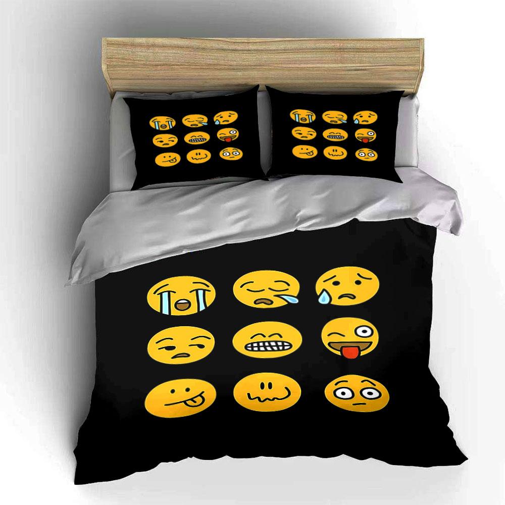 Emoji Faces Black Bedding Set Bedding Duvet Cover Set Duvet Cover Pillowcases (1 * Duvet Cover 2 * Pillowcases, without duvet insert)