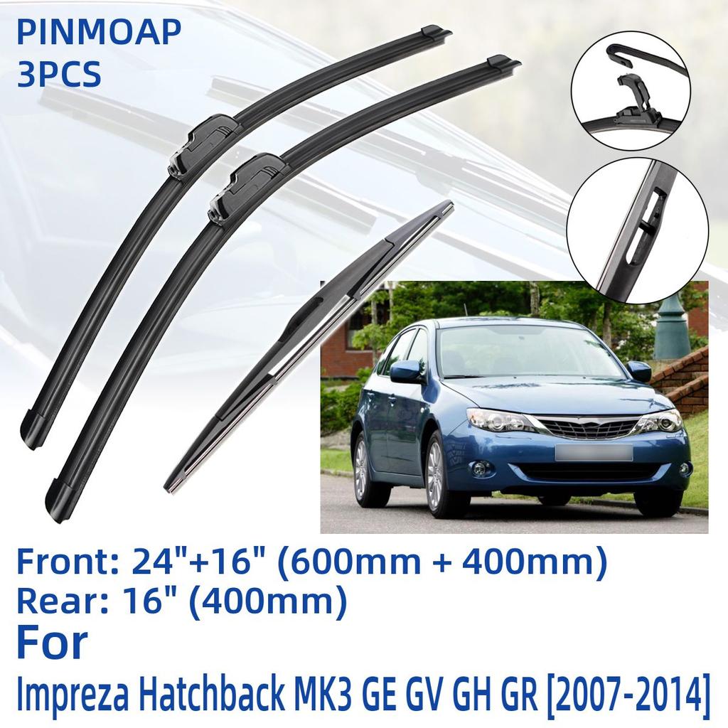 3 шт. для Subaru Impreza Hatchback MK3 GE GV GH GR 2007-2014 24 "16" 16 "передние и задние щетки стеклоочистителя лобовое стекло резак для окон аксессуары 2014
