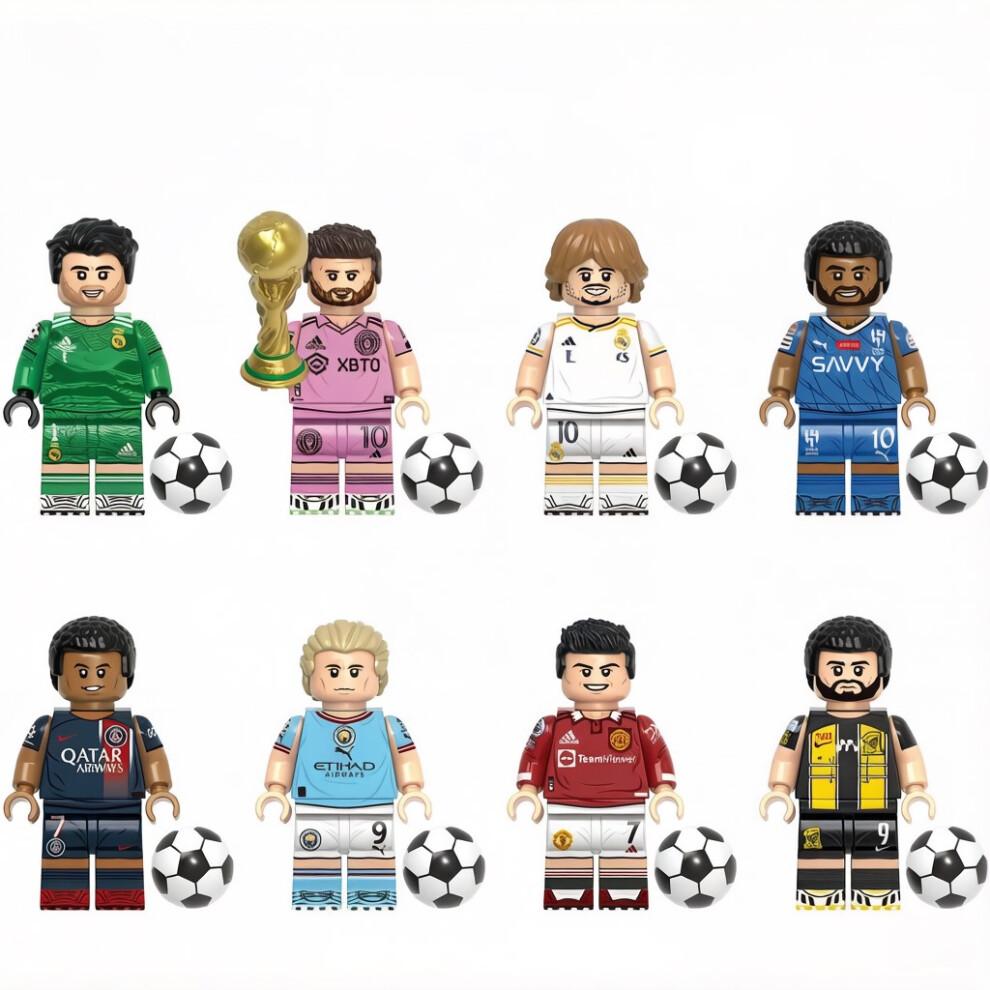 8 PCS Building Blocks Soccer Star Argentina National Team Neymar Haaland Characters