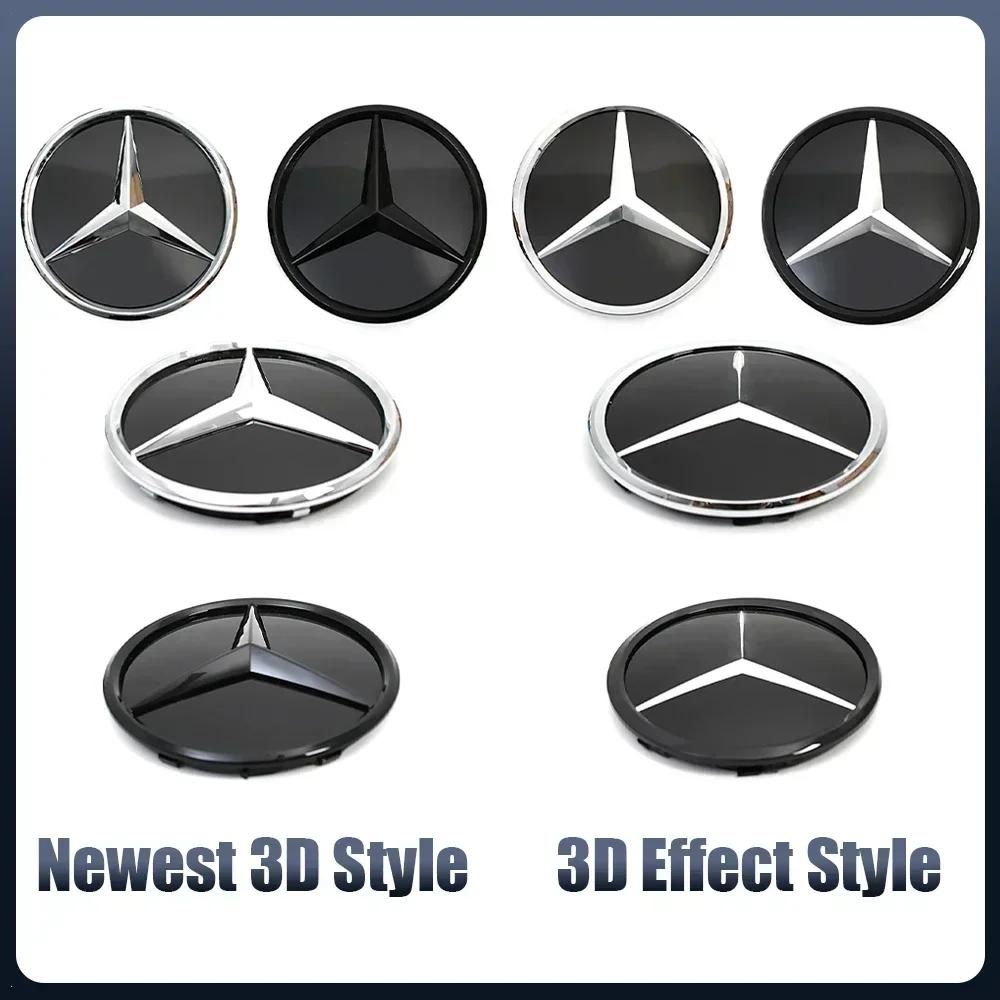 Автомобильная наклейка Для Mercedes Benz Хромированная Серебристая И Глянцевая Черная Передняя Решетка Зеркало Эмблема 3D Стиль Звезда Значок Подходит Для Mercedes Ben